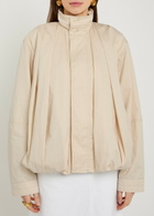 Lemaire High-neck Pleated Cotton Jacket Yellow Light