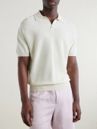 Canali - Cotton and Silk-Blend Polo Shirt - Neutrals