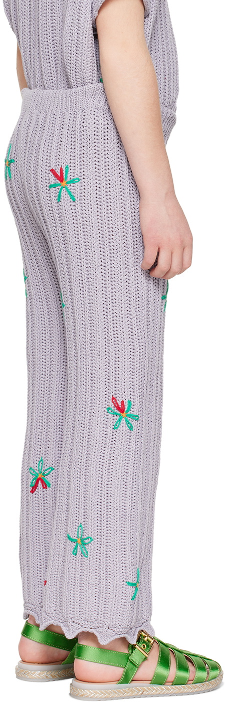Maison Mangostan Kids Purple Embroidered Trousers