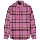 Rick Owens Men's Plaid Outershirt in Pink Plaid