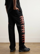 Stray Rats - Exo Straight-Leg Logo-Print Cotton-Jersey Sweatpants - Black