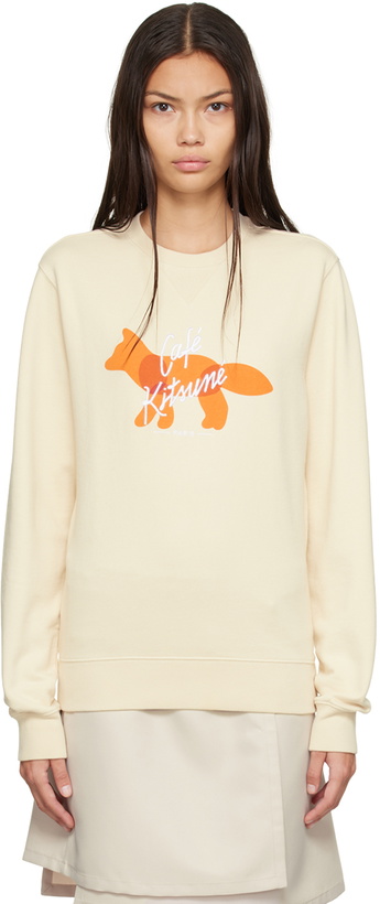 Photo: Maison Kitsuné Beige Fox Cafe Kitsune Classic Sweatshirt