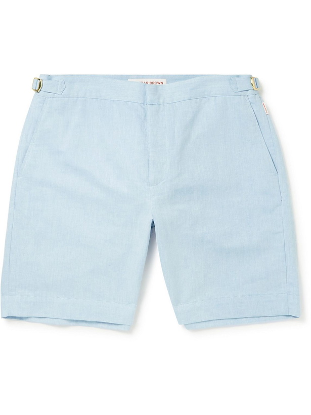 Photo: Orlebar Brown - Harrop Straight-Leg Linen and Cotton-Blend Shorts - Blue