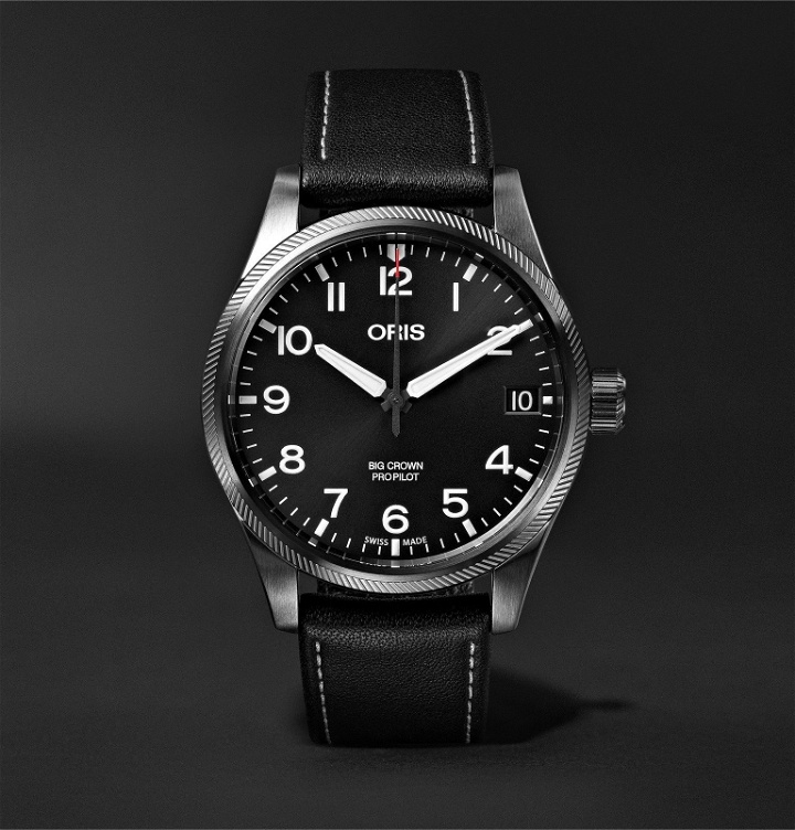 Photo: Oris - Big Crown Pro Pilot Automatic 41mm Stainless Steel and Leather Watch - Black