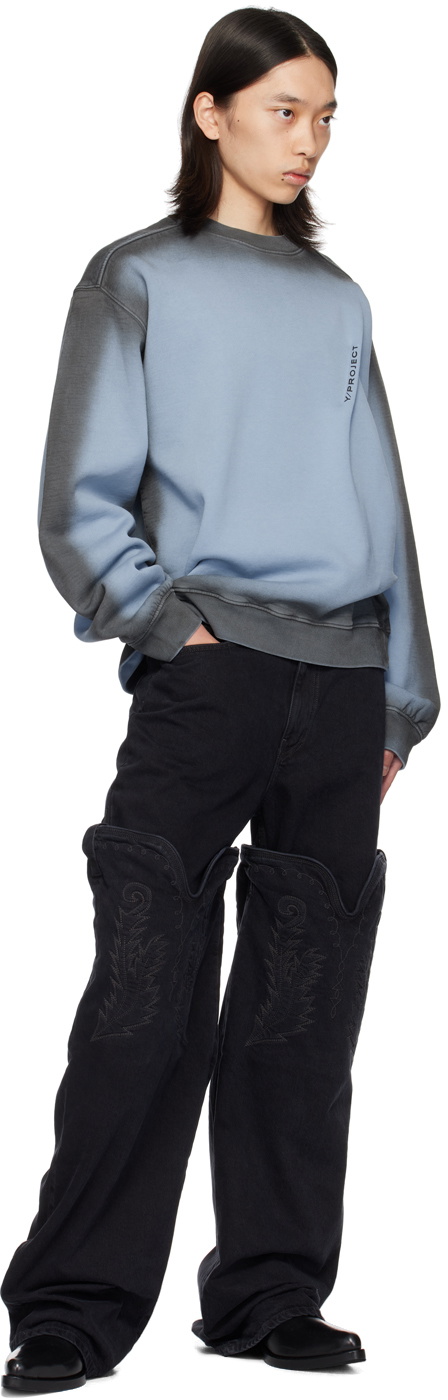 Y/Project Blue Pinched Logo Sweatshirt