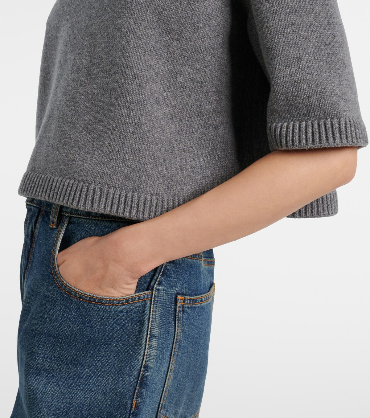 Alaïa Cropped cashmere-blend turtleneck top