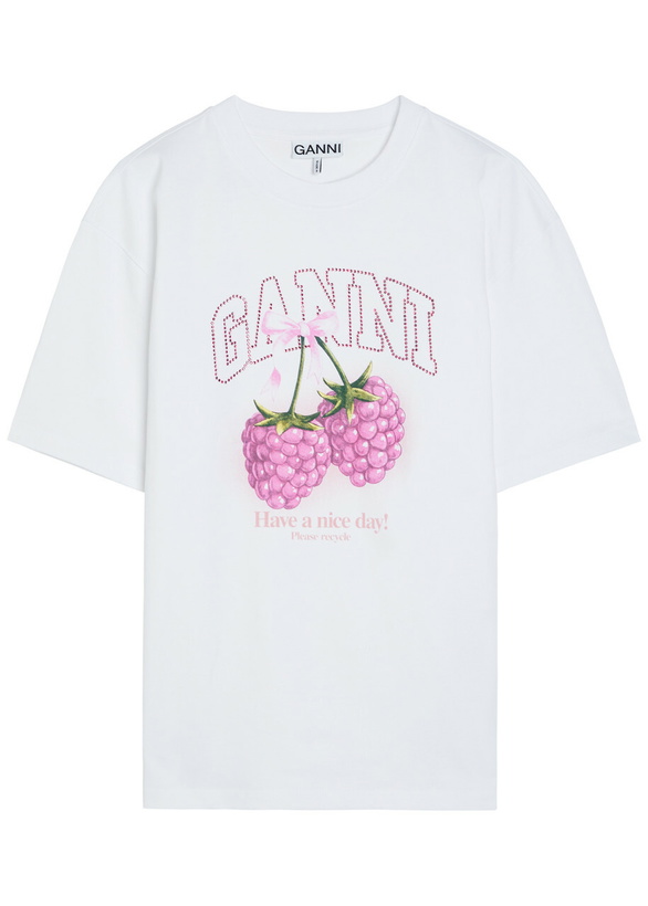 Photo: Ganni Printed Cotton T-shirt White