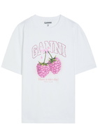 Ganni Printed Cotton T-shirt White