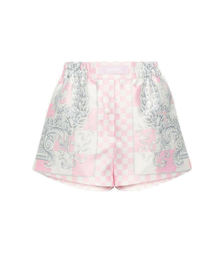 Photo: Versace Duchesse printed satin shorts