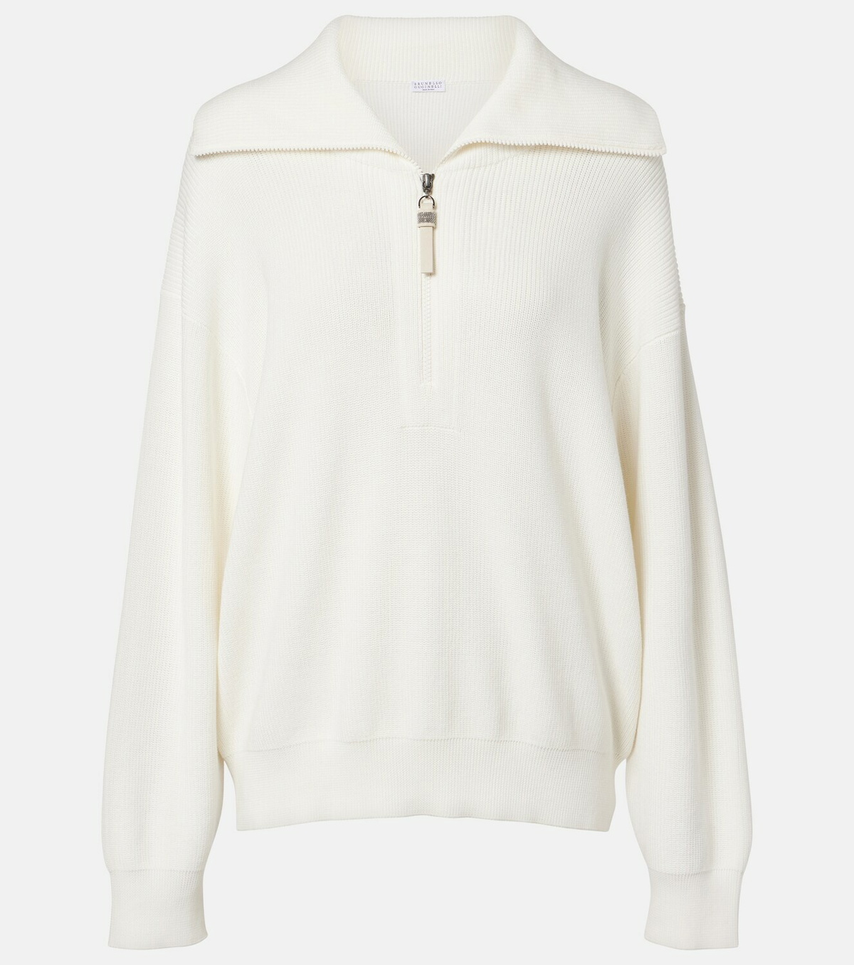 Brunello Cucinelli Monili oversized cotton half-zip sweater