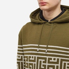 Balmain Men's Monogram Stripe Knit Hoody in Khaki/Ivory