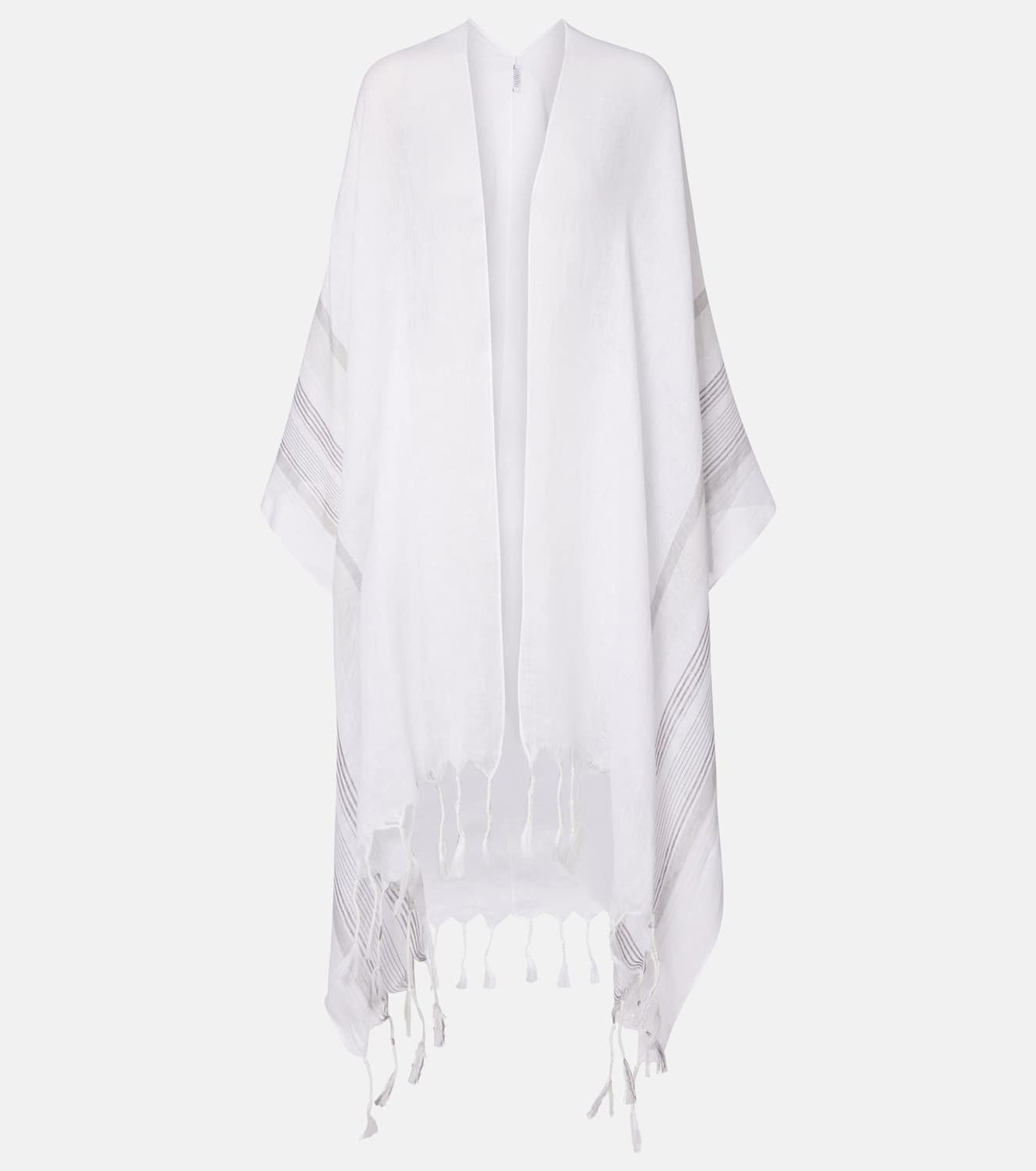Brunello Cucinelli Fringed linen poncho