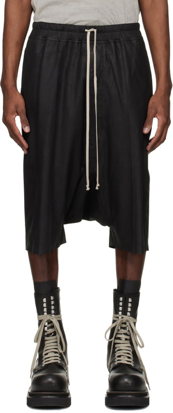 Photo: Rick Owens Black Temple Rick S Pods Leather Shorts