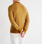 Loro Piana - Slim-Fit Suede-Trimmed Baby Cashmere Half-Placket Sweater - Yellow