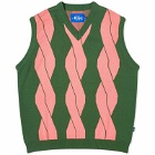 Awake NY Men's Cable Sweater Vest in Olive Multi