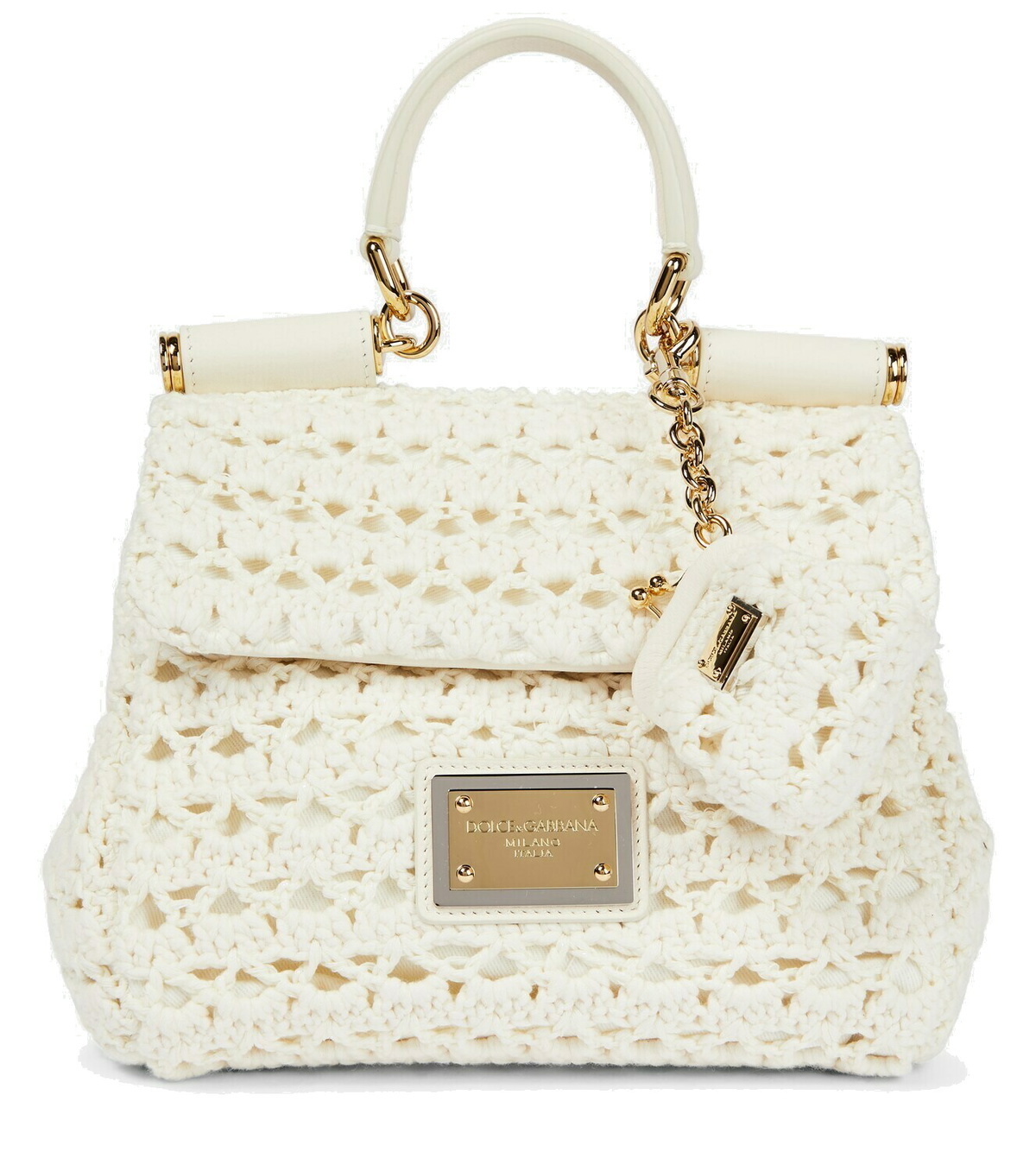 【関税&送料込み】Dolce & Gabbana Sicily Crochet Handbag Dolce&Gabbana - Sicily leather-trimmed crochet tote bag