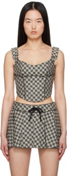 MISBHV Gray Monogram Canvas Corset Top