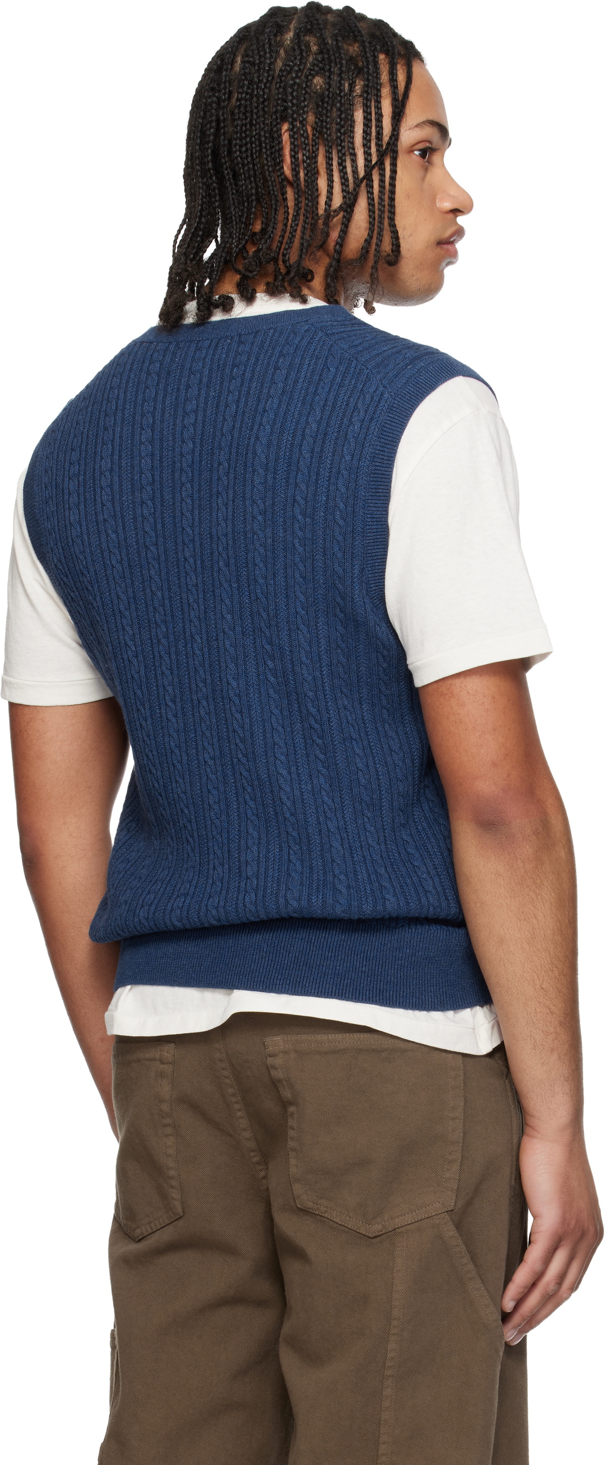 Polo Ralph Lauren Navy Cable-Knit Cotton Sweater Vest