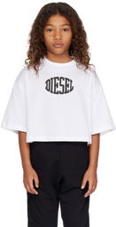 Diesel Kids White Printed T-Shirt