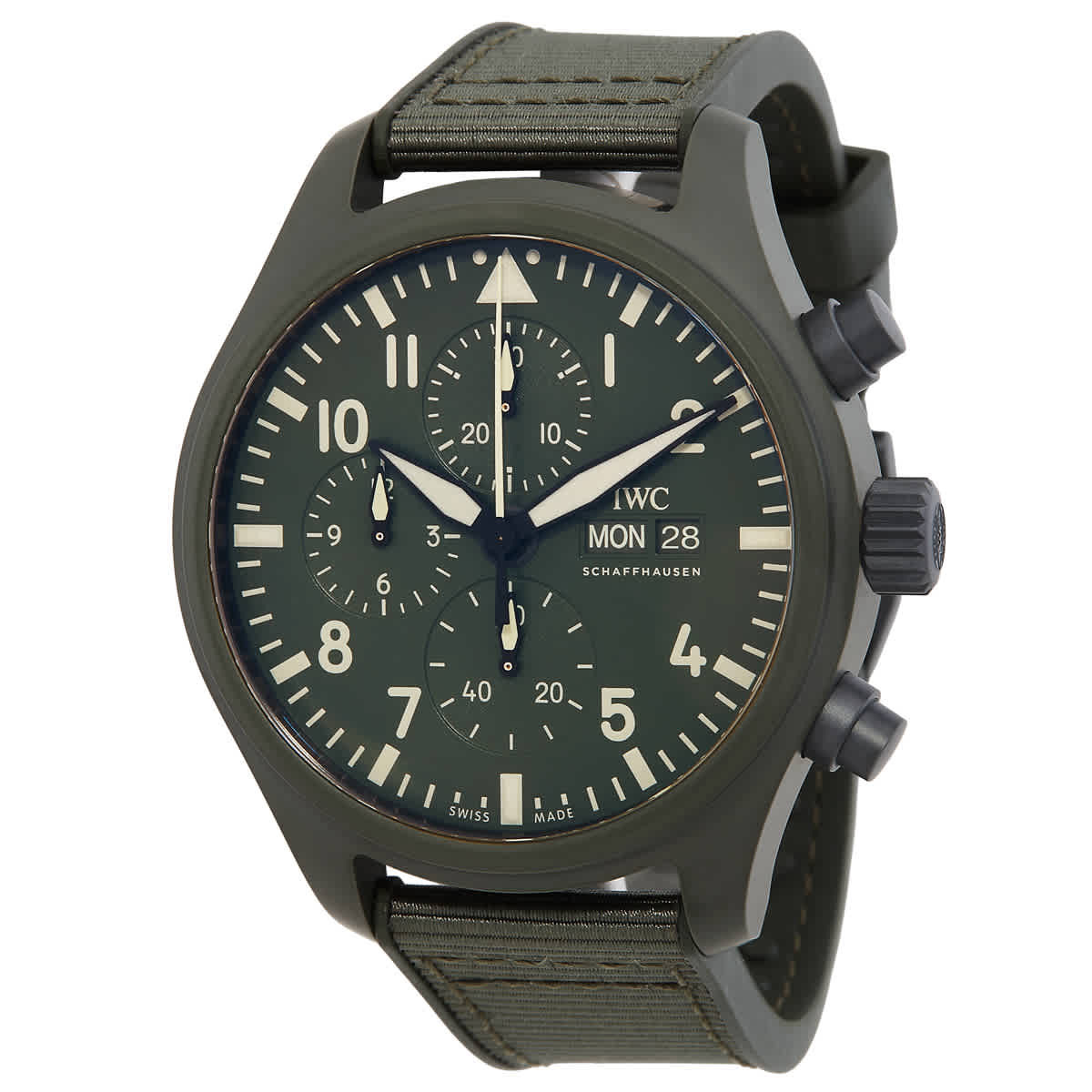 IWC Pilot Top Gun Woodland Chronograph Automatic Green Dial Mens Watch IW389106