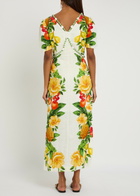 Farm Rio Picnic Flower Printed Linen Maxi Dress Yellow
