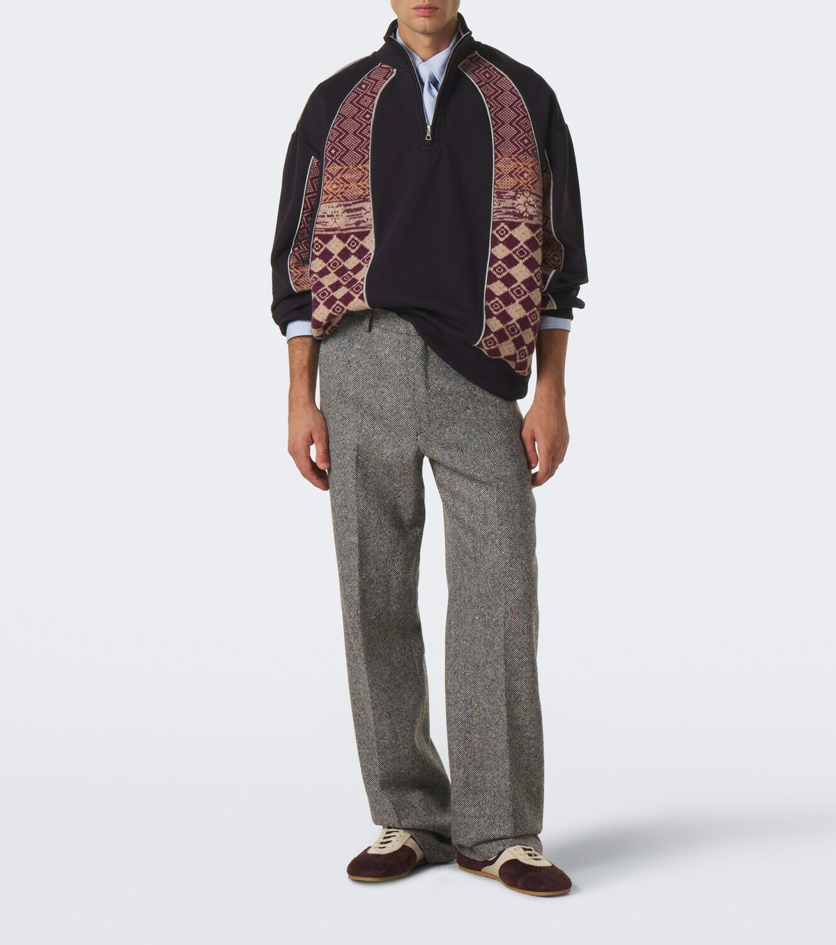 Dries Van Noten Cotton and wool half-zip sweater