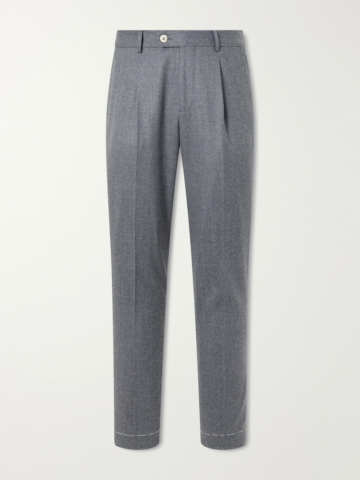 Brunello Cucinelli - Straight-Leg Pleated Wool Trousers - Gray