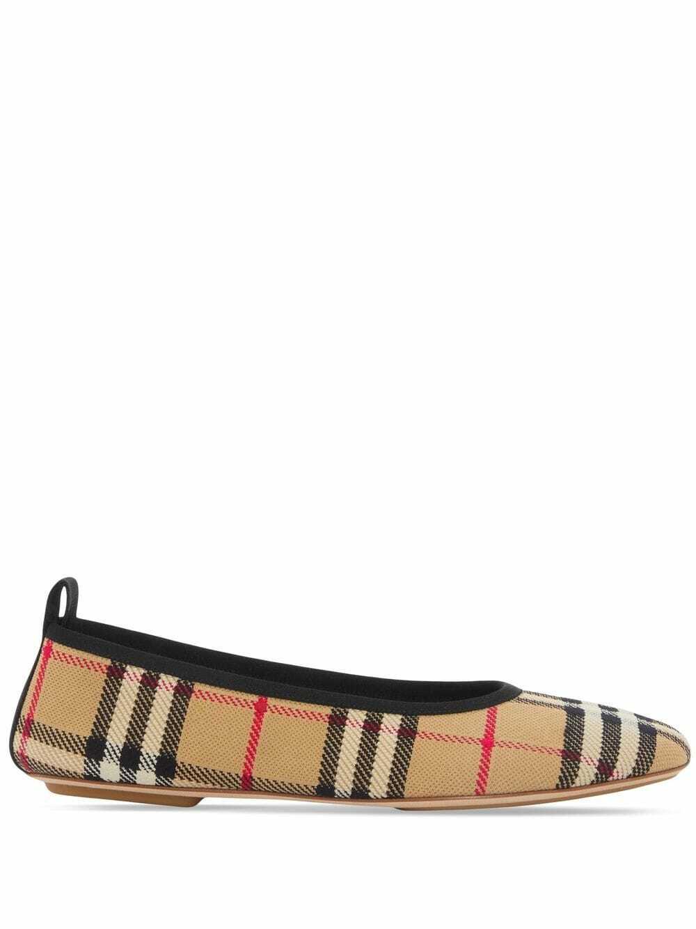 BURBERRY 26S BALLET FLATS IN BEIGE AND BLACK KNIT STYLE 1