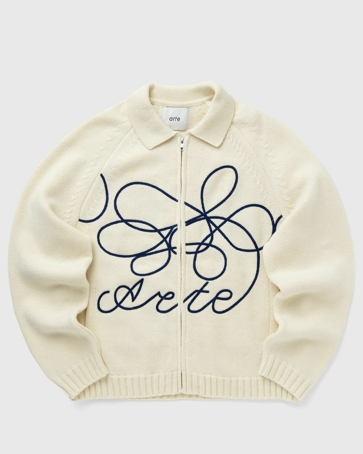 Arte Antwerp Cardigan Flower Round Knit Beige Zippers & Cardigans