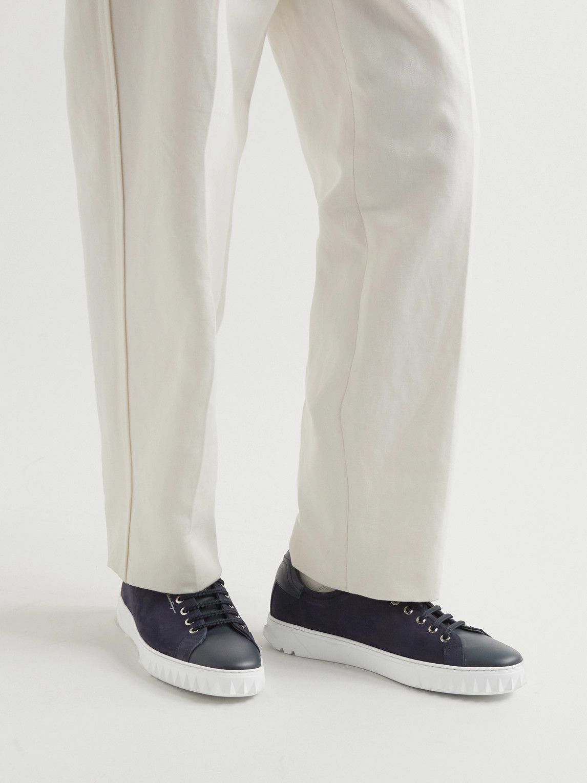 ferragamo cube leather sneakers