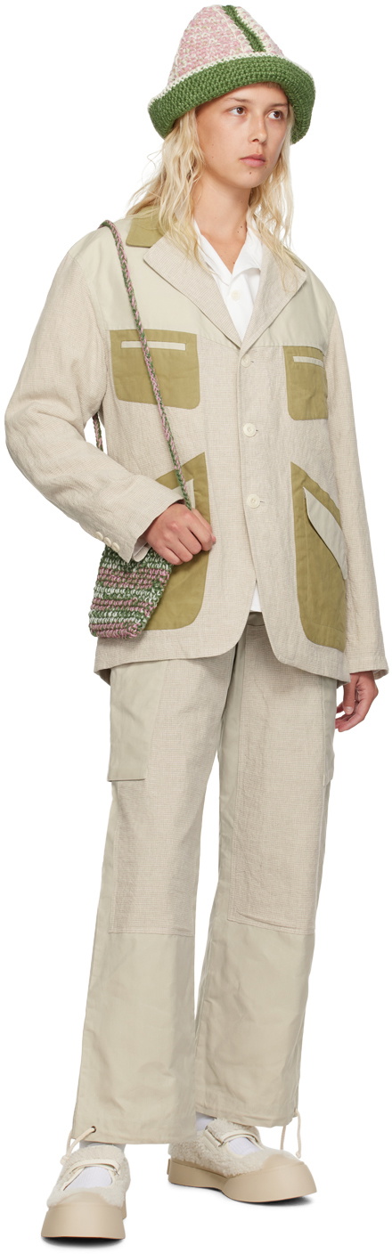 Nicholas Daley Beige Drawstring Trousers