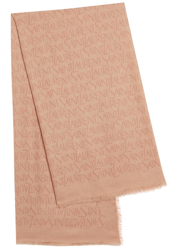 Photo: Saint Laurent Logo-monogrammed Modal-blend Scarf - Beige - One Size