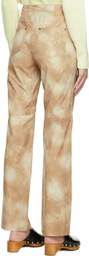 TheOpen Product Beige Tie-Dye Faux-Leather Trousers