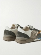 Visvim - Roland Embroidered Leather-Trimmed Suede and Mesh Sneakers - Neutrals