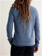 Hartford - Slim-Fit Ribbed Wool and Cashmere-Blend Half-Zip Sweater - Blue