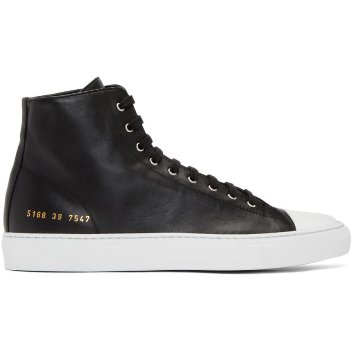 Photo: Common Projects Black and White Tournament High Cap Toe Sneakers 