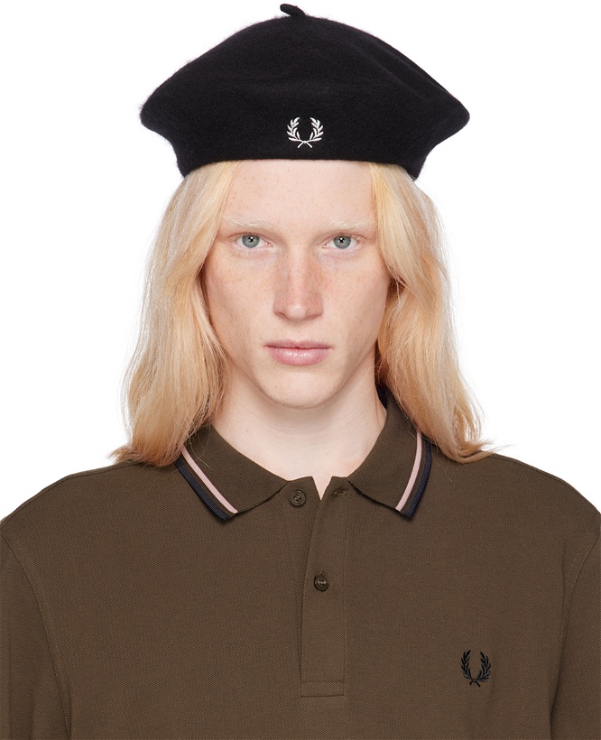 Photo: Fred Perry Black Embroidered Beret