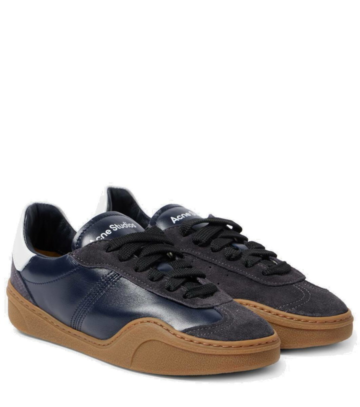 Photo: Acne Studios Logo suede-trimmed sneakers