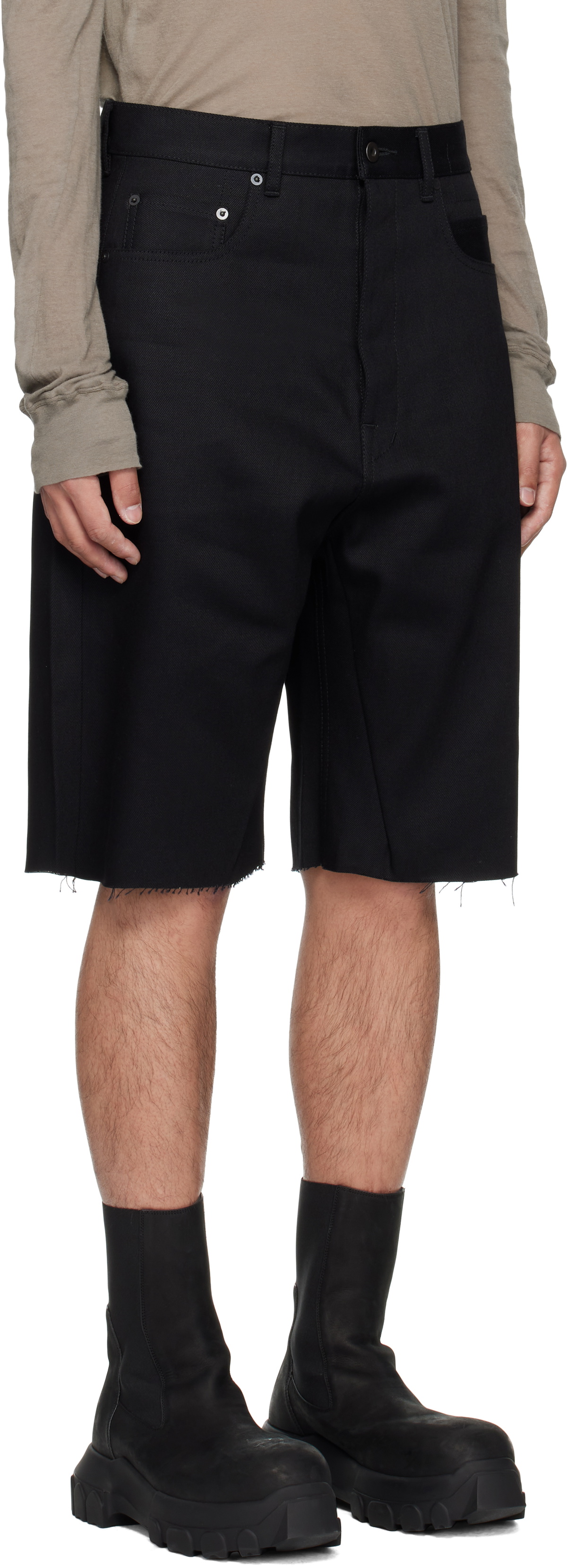 Rick Owens DRKSHDW Black Hollywood Geth Cutoffs Denim Shorts Rick