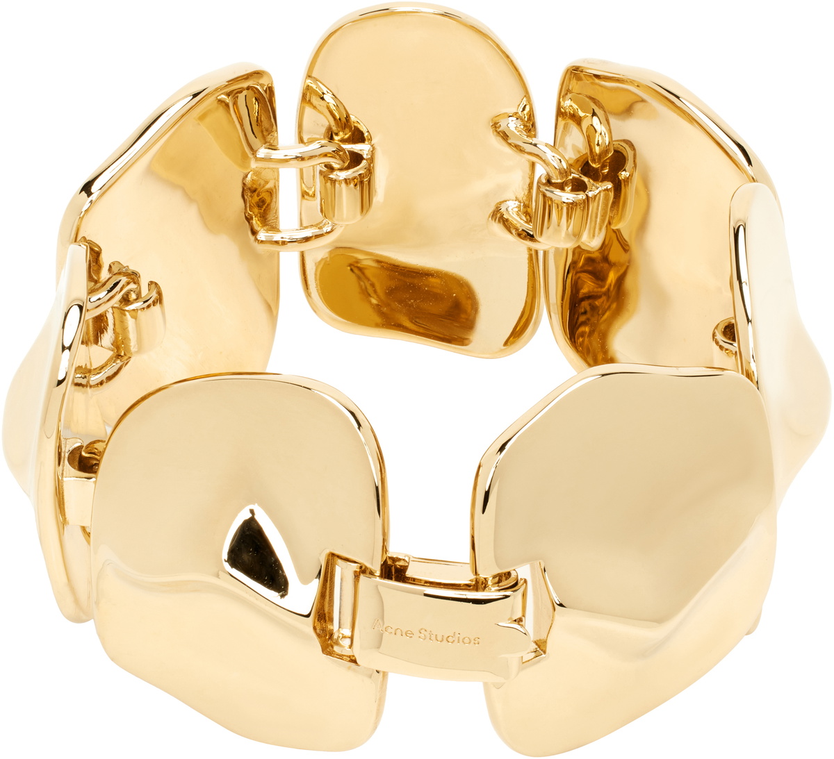 Acne Studios Gold Brass Croco Scale Bracelet