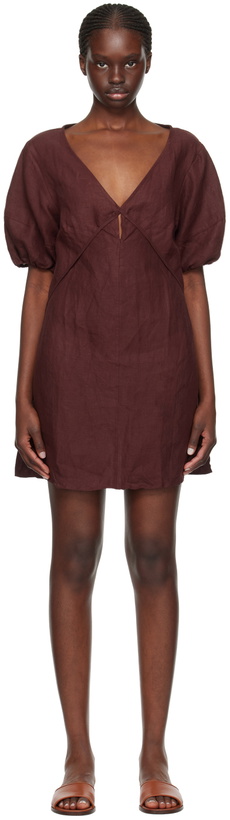 Photo: Deiji Studios Burgundy Tie Seamed Minidress