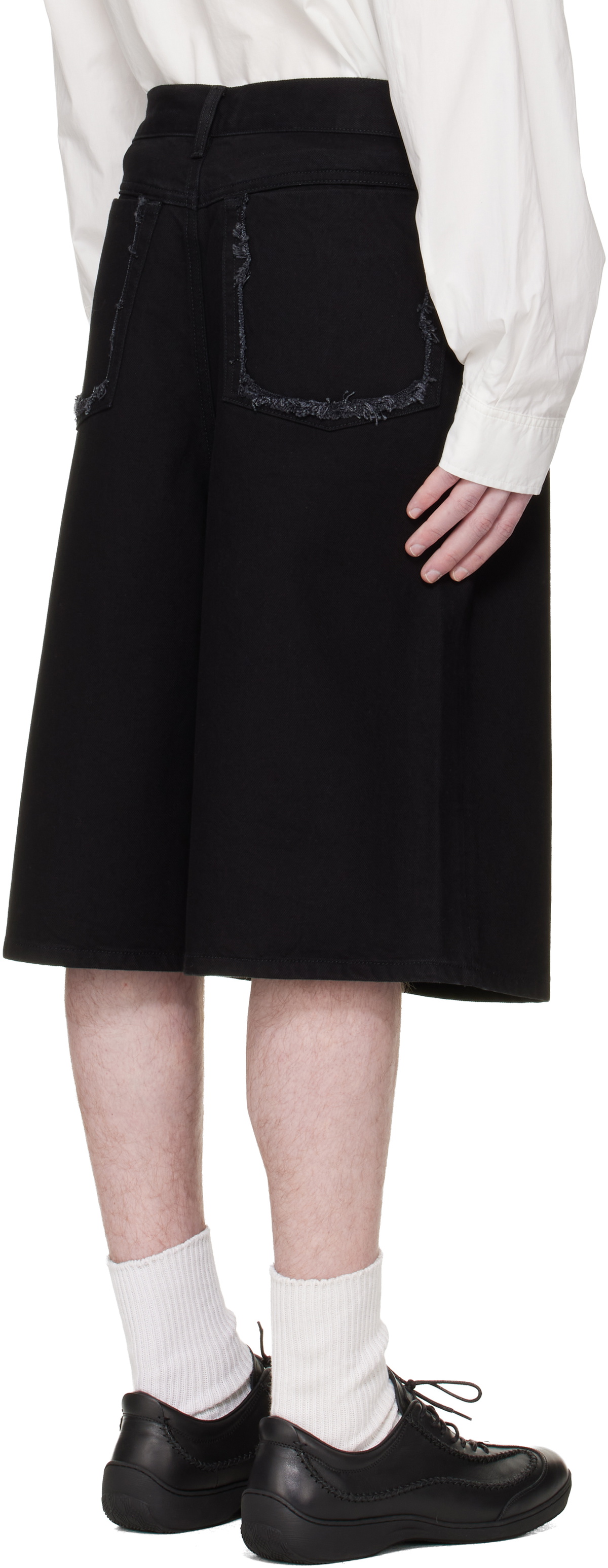 HELIOT EMIL Black Fence Denim Shorts
