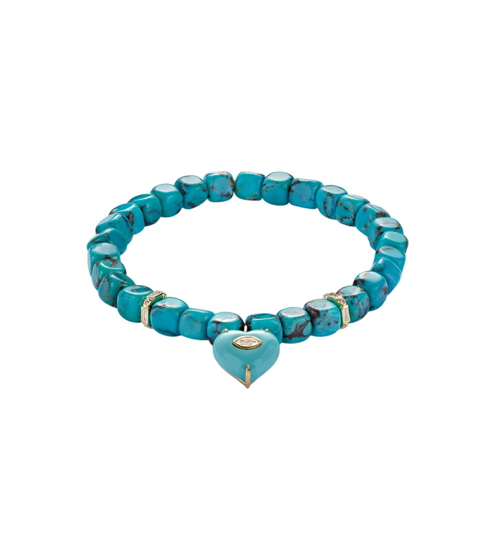Photo: Sydney Evan 14kt gold beaded bracelet with tuquoise and diamonds