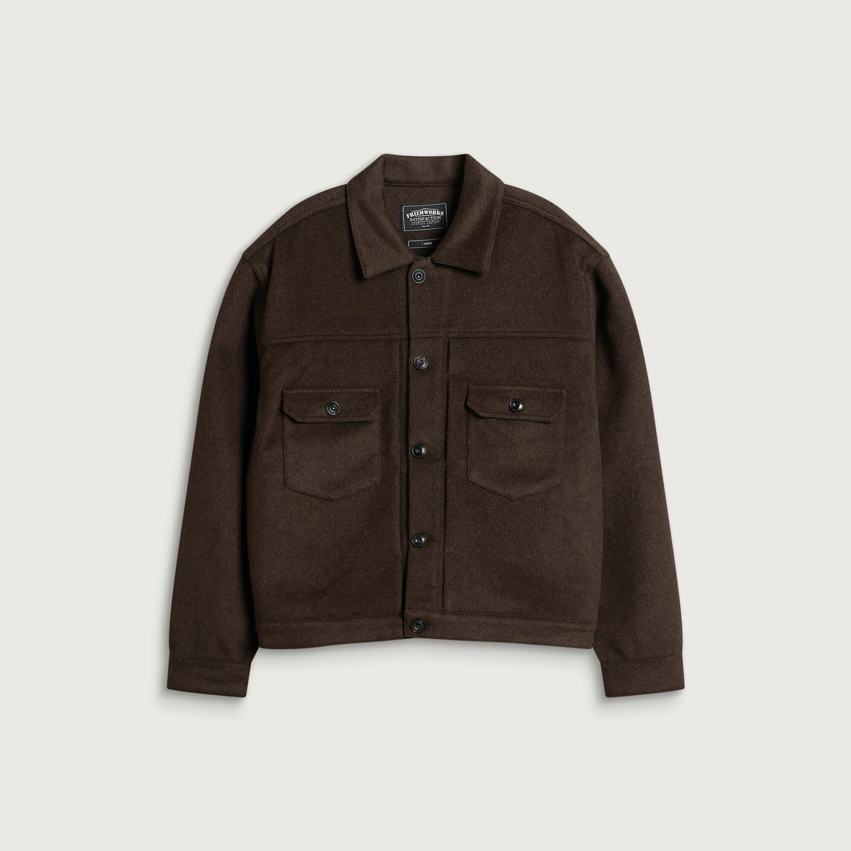 FrizmWORKS Men's Solid Wool Trucker Jacket in Brown