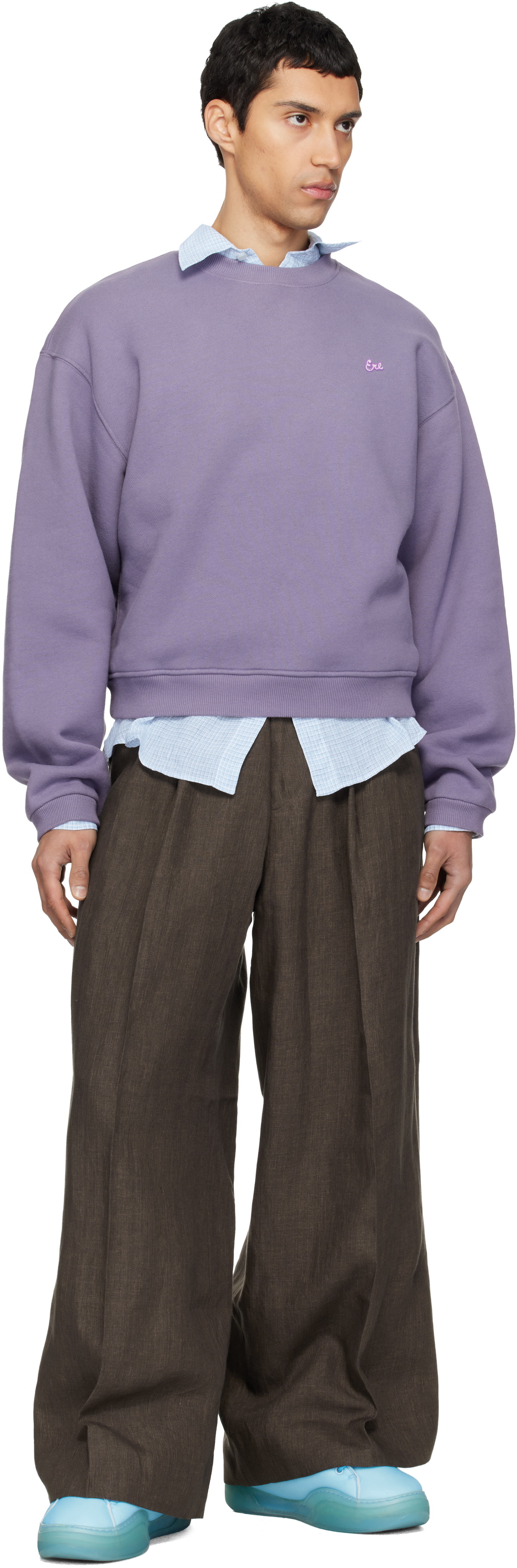 ERL Purple Script Crewneck Sweater