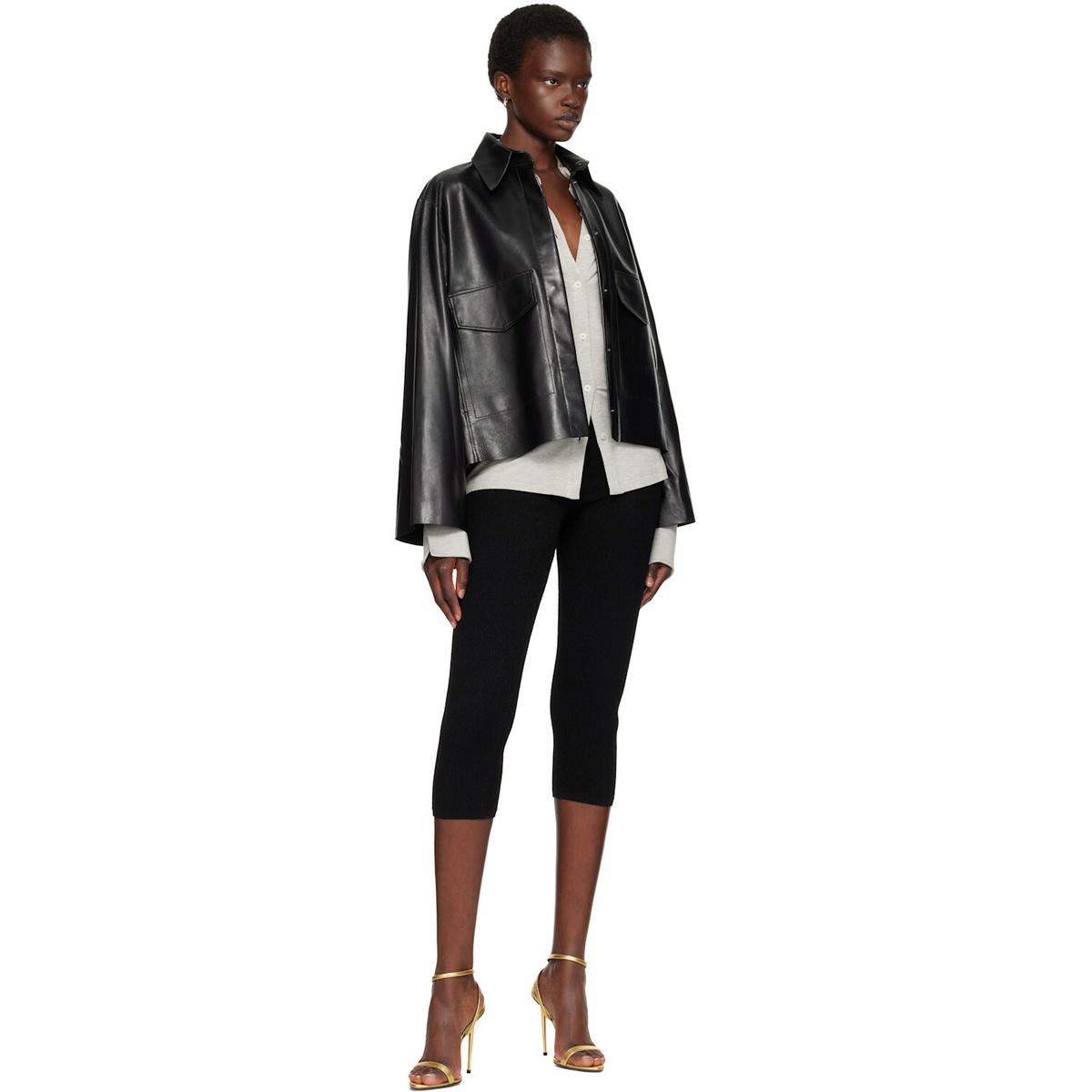Nour Hammour Black Darcy Leather Jacket