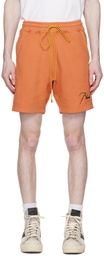 Rhude Orange Embroidered Shorts