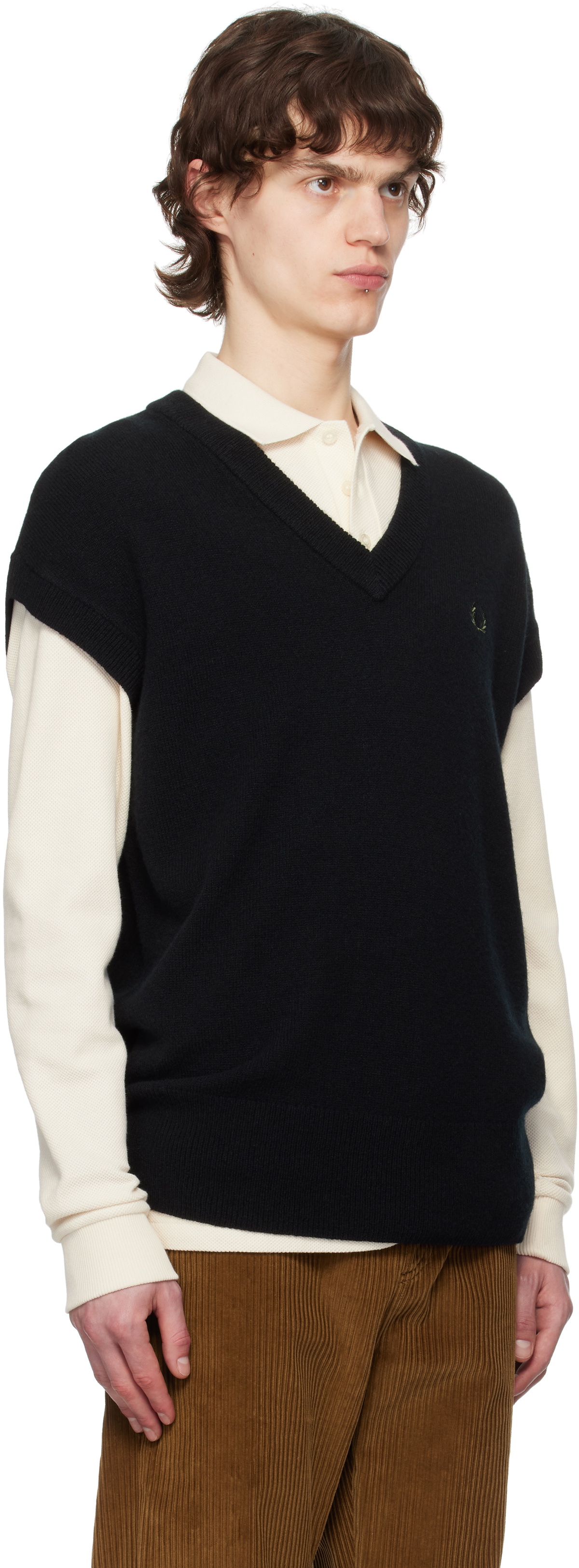 Fred Perry Black Lambswool Vest