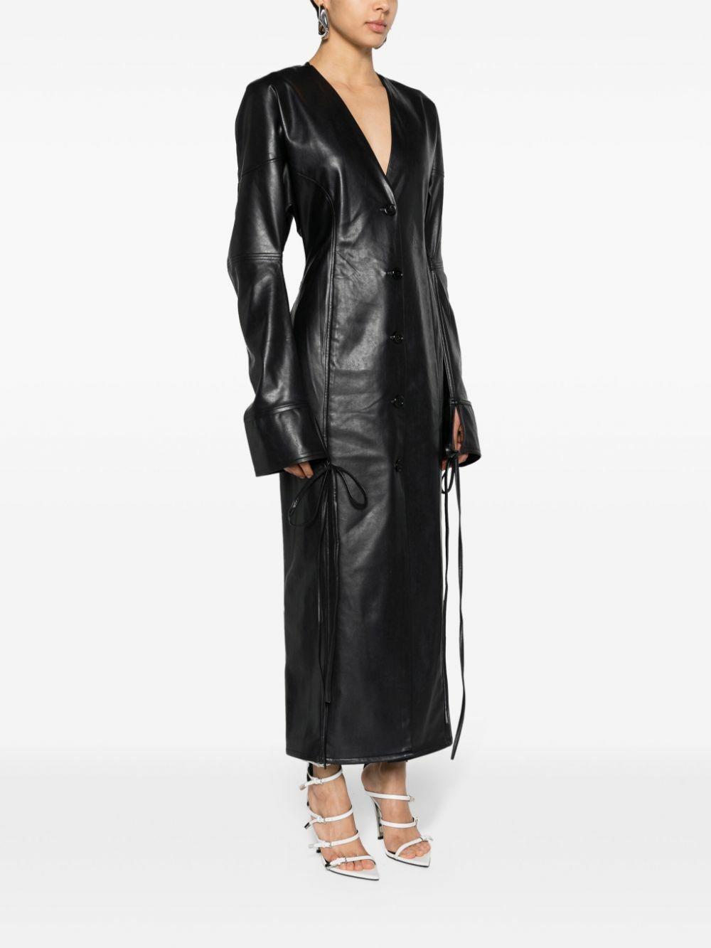 Jade Cropper Blue Lace-Up Faux-Leather Dress