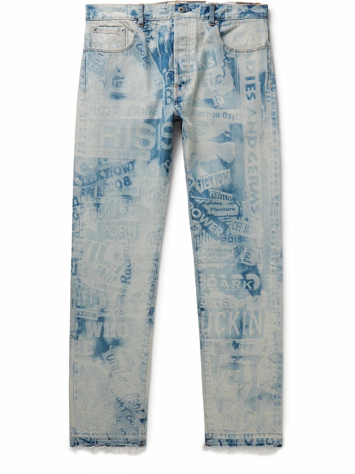 Photo: Gallery Dept. - Good Luck Straight-Leg Frayed Printed Jeans - Blue